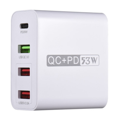 Adaptor priza WLX A6, cu 4 porturi USB, Qualcomm 3.0, 53W foto