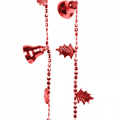 Ghirlanda de Craciun cu clopotei - rosu stralucitor - 260 cm (1buc.)