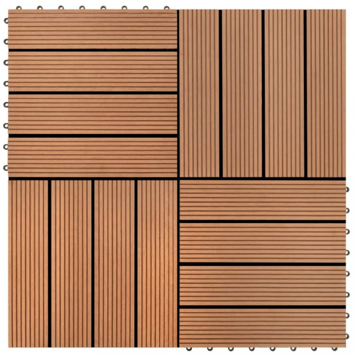 Plăci de pardoseală, 22 buc., maro, 30 x 30 cm, WPC, 2 mp