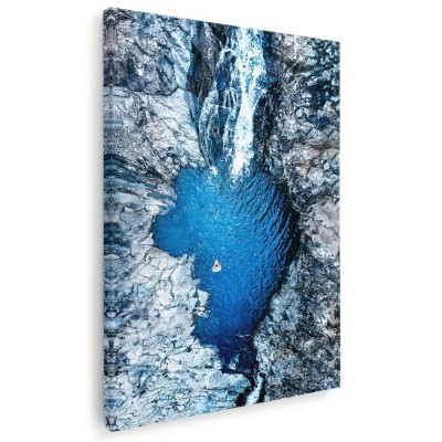 Tablou peisaj vedere aeriana cascada, albastru, gri 1448 Tablou canvas pe panza CU RAMA 80x120 cm foto