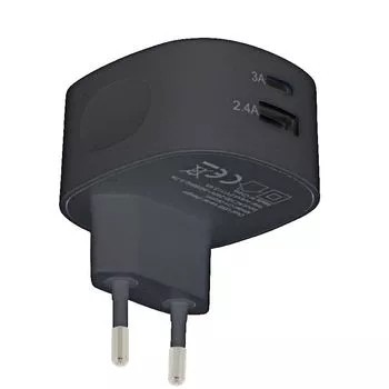 Incarcator de la retea 2x iesire USB A si USB C 3.4A negru Sweex foto