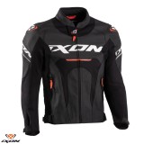 Cumpara ieftin Geaca (jacheta) barbati pentru scuter - motocicleta piele Racing Ixon vara model Jackal JKT MS culoare: negru/alb/rosu Negru/alb/rosu XXXL