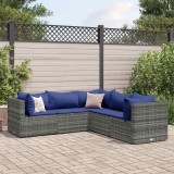 vidaXL Set mobilier de grădină cu perne, 5 piese, gri, poliratan 3308127