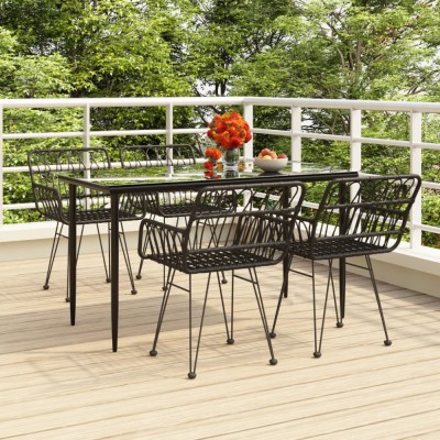 vidaXL Set mobilier de grădină, 5 piese, negru, poliratan foto
