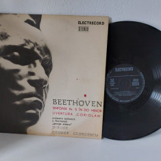 Disc vinyl , vinil Beethoven Simfonia nr 5 si Uvertura Coriolan, Electrocord