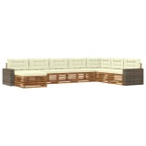 vidaXL Set de canapele de exterior cu pernă 8 pcs Natural și Crem 3383728
