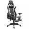 Scaun de jocuri pivotant cu suport de picioare, alb, PVC