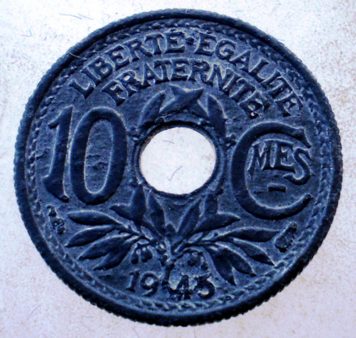 7.877 FRANTA WWII 10 CENTIMES 1945