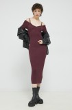 Abercrombie &amp; Fitch rochie culoarea bordo, midi, mulată