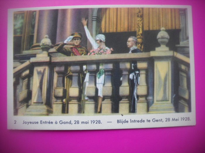 HOPCT 6352 PRIMIRE IN ORASUL GENT -1928-REGINA ASTRID-FAMILIA REGALA BELGIA-CROMO LITHO-CIOCOLATA COTE D&#039;OR