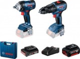 Bosch GDS 18V-400 Surubelnita cu impact brushless 18V + 2 acumulatori Li-Ion, 2Ah si 5Ah, 400Nm + Valiza + GSB 18V-50 Masina de gaurit cu percutie bru