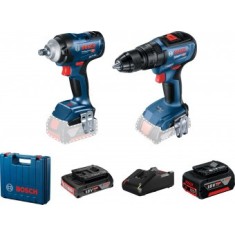 Bosch GDS 18V-400 Surubelnita cu impact brushless 18V + 2 acumulatori Li-Ion, 2Ah si 5Ah, 400Nm + Valiza + GSB 18V-50 Masina de gaurit cu percutie bru
