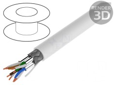Cablu Ethernet S/FTP Cat 7 Industrial 50m Alb LSZH