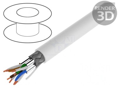 Cablu Ethernet S/FTP Cat 7 Industrial 50m Alb LSZH foto
