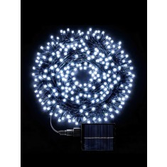 Instalație Solară de Crăciun 30m cu 300 LED-uri Lumina Alb rece, Liniară cu Telecomandă și Panou Solar