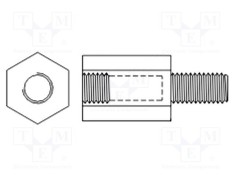 Bucșă izolantă M5 35mm UL94V-2 poliamidă DREMEC