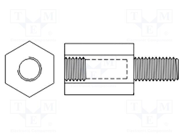Bucșă izolantă M5 35mm UL94V-2 poliamidă DREMEC