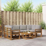vidaXL Set de canapele de exterior 7 pcs Gri natural și deschis 3366079