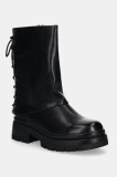 Answear Lab botine femei, culoarea negru, cu toc plat, izolare usoara