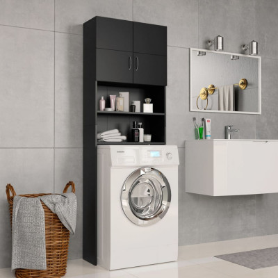 Dulap mașina de spălat, negru, 64x25,5x190 cm, PAL foto