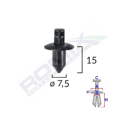 CLIPS FIXARE PENTRU LEXUS/SUZUKI/TOYOTA/VOLVO 7.5X15MM - NEGRU SET 10 BUC 62008 foto