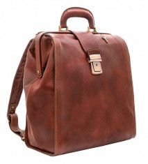 Rucsac tip doctor din piele naturala vacheta, port laptop, RR118A foto