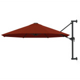 VidaXL Umbrelă de soare de perete cu st&acirc;lp metalic, cărămiziu, 300 cm