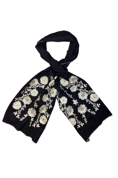 Esarfa tip marama traditionala, negru/crem , 180 x 53 cm