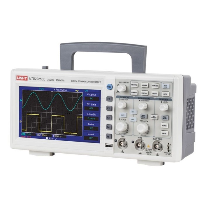 Osciloscop UT2025C, 2 canale, USB, functie recall, polaritate normal/reverse Osciloscop UT2025C, 2 canale, USB, functie recall, polaritate normal/reverse