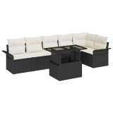 vidaXL Set de canapele pentru grădină cu pernă 7 pcs Negru Rattan poli 3357030