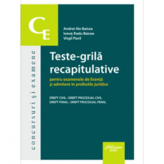 Teste-grilă recapitulative pentru examenele de licență și admitere în profesii juridice - Paperback brosat - Hamangiu