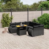 Cumpara ieftin Gossi set mobilier de gradina cu perne, 9 piese, negru, poliratan