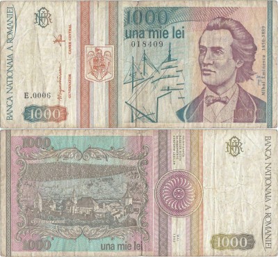 1993 ( V ) , 1.000 lei ( P-102a ) - Romania foto