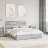 vidaXL Pat cu storage cu sertar Gri Sonoma 160 x 200 cm Lemn compozit 3411192