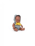 Papusa bebelus educativa 21 cm - Baiat african, MINILAND