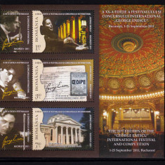 RO 2011, LP 1914a, "A XX-a Editie Festival G.Enescu " , serie+3V,colita 511, MNH