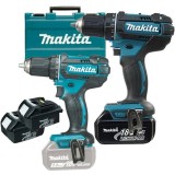 Makita DDF482RFE3 + DDF482Z - Masina de gaurit si insurubat cu 3 acumulatori Li-Ion 18 V 3 Ah 62 Nm valiza plastic + Masina de gaurit si insurubat 62