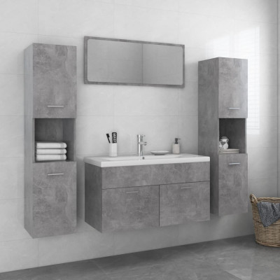 vidaXL Set mobilier de baie, gri beton, lemn prelucrat foto