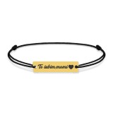 Nasty - Bratara personalizata snur si tablita din argint 925 placat cu aur galben 24K