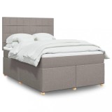 VidaXL Pat box spring cu saltea, gri taupe, 160x200 cm material textil