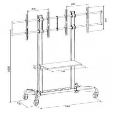 Pachet Stand TV prezentare, mobil pe roti, pentru 2 monitoare, 32 - 70 inch, include si suport DVD cu Ventilator de birou, alimentare USB foto