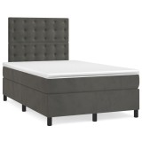 Cumpara ieftin Pat box spring cu saltea, gri inchis, 120x200 cm, catifea