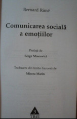 Comunicarea sociala a emotiilor / Bernard Rime foto