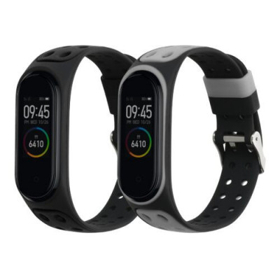 Set 2 curele kwmobile pentru Xiaomi Mi Band 4, Silicon, Negru/Gri, 58889.02 foto