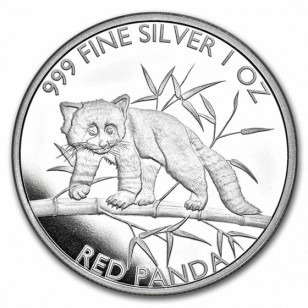 Ciad 2023 - 5000 franci CFA - panda roșie - 1 OZ , O monedă de argint foto