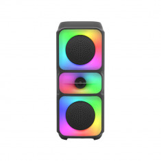 Boxa portabila cu 2 difuzoare, 10W, bluetooth, radio FM, lumini rgb, acumulator