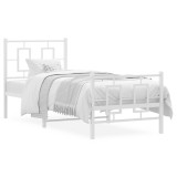 Cumpara ieftin Cadru de pat metalic cu tablie de cap/picioare, alb, 80x200 cm