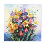 Cumpara ieftin Tablou pictat manual living, hol, dormitor, Pansele, 50x50cm ulei pe panza in cutit, efect 3D