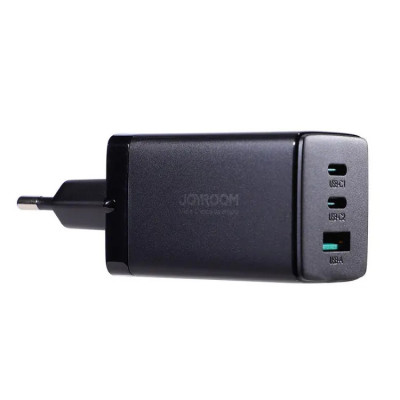 Incarcator de retea Joyroom TCG01, tehnologie GaN, 65W, 1 port USB si 2 porturi USB C, cablu USB C la USB C 1.2m inclus, 100W, functie de incarcare ra foto