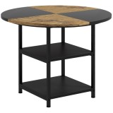 HOMCOM Masă Rotundă pentru 4-6 Persoane, Industriala, Rafturi Depozitare, 100cm, Negru | Aosom Romania